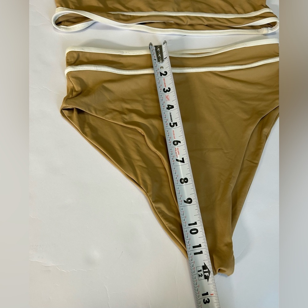 Stone Fox Swim Tan Bikini Set Size Top Medium Size Bottom Small - Picture 7 of 9